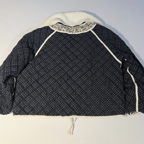 THE GREAT QUILTED NAVY & CREAM SHERPA COLLAR REVERSIBLE JACKET SZ XL - Picture 6 of 9